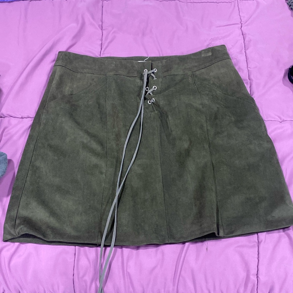 Cute winter miniskirt with lace up tie